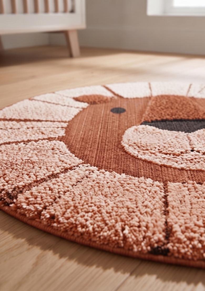 Saffron Rugs Hand Tufted Cotton Bath Mat | Peach Pink Round | Anti Slip Backing | Casual Kids Mats Bathroom Rug - Indya
