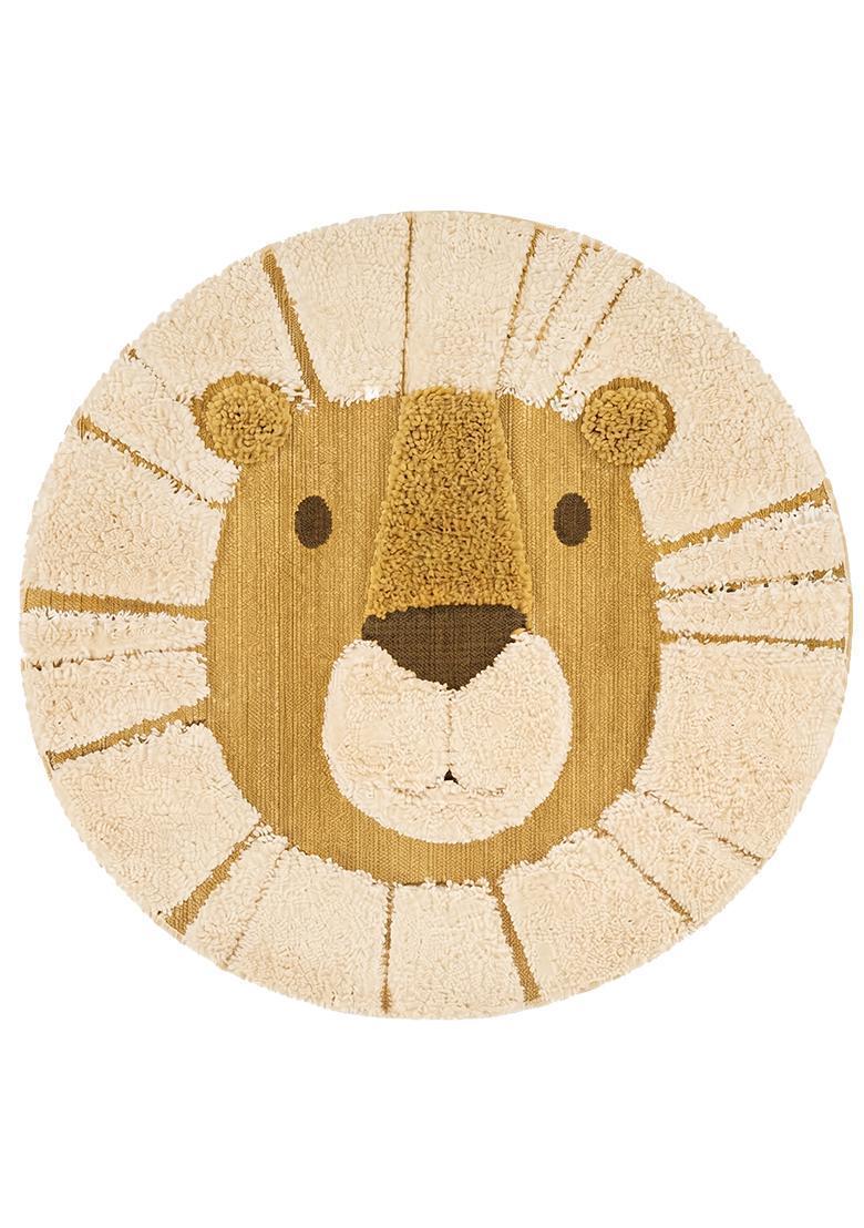 Saffron Rugs Hand Tufted Cotton Bath Mat | Golden Beige Round | Anti Slip Backing | Casual Kids Mats Bathroom Rug - Indya