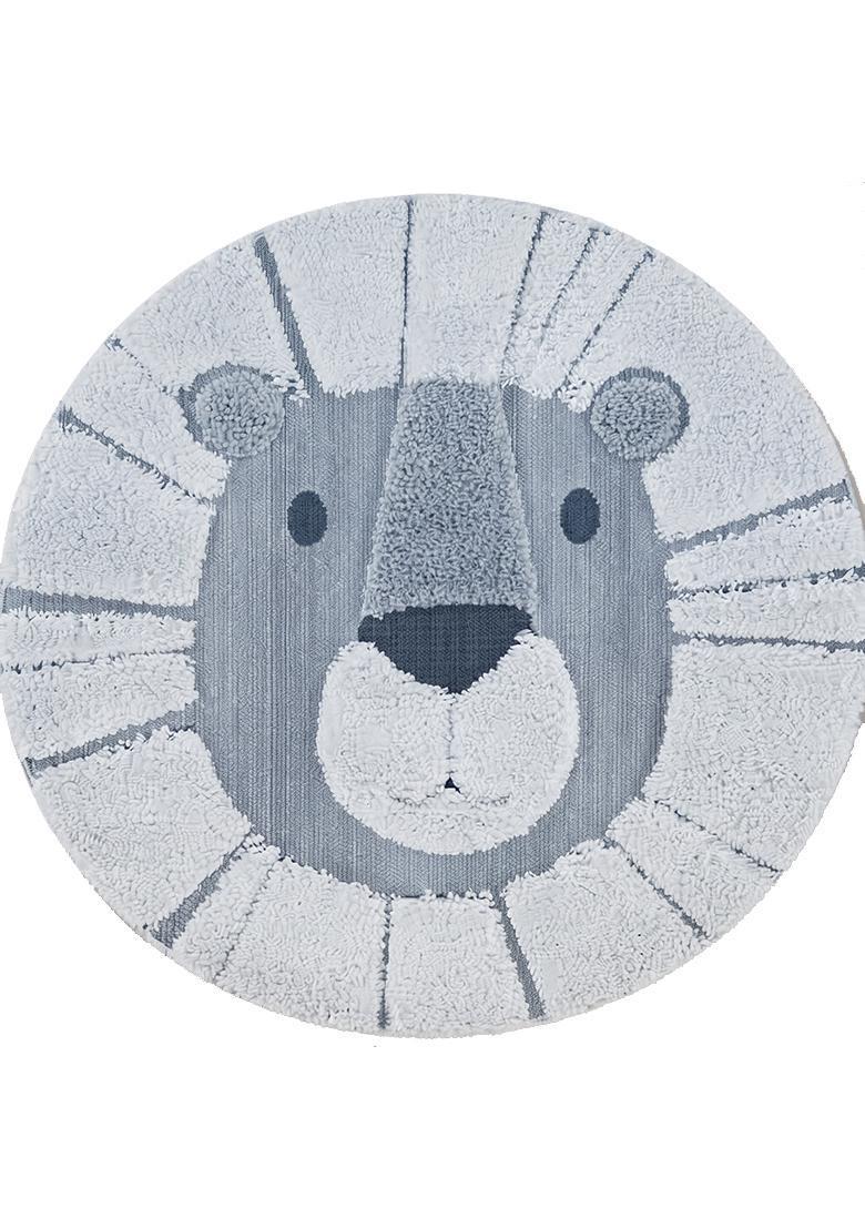 Saffron Rugs Hand Tufted Cotton Bath Mat | Blue Grey Round | Anti Slip Backing | Casual Kids Mats Bathroom Rug - Indya