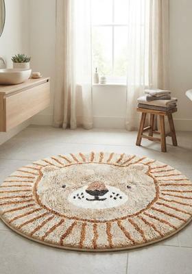 Saffron Rugs Hand Tufted Cotton Bath Mat | Beige Round | Anti Slip Backing | Casual Kids Mats Bathroom Rug