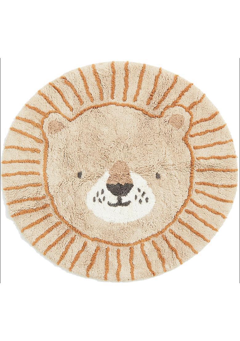 Saffron Rugs Hand Tufted Cotton Bath Mat | Beige Round | Anti Slip Backing | Casual Kids Mats Bathroom Rug - Indya