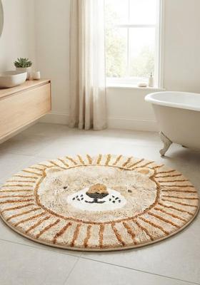 Saffron Rugs Hand Tufted Cotton Bath Mat | Beige 2 Round | Anti Slip Backing | Casual Kids Mats Bathroom Rug