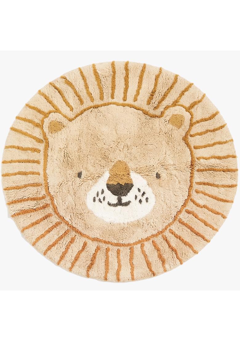 Saffron Rugs Hand Tufted Cotton Bath Mat | Beige 2 Round | Anti Slip Backing | Casual Kids Mats Bathroom Rug - Indya
