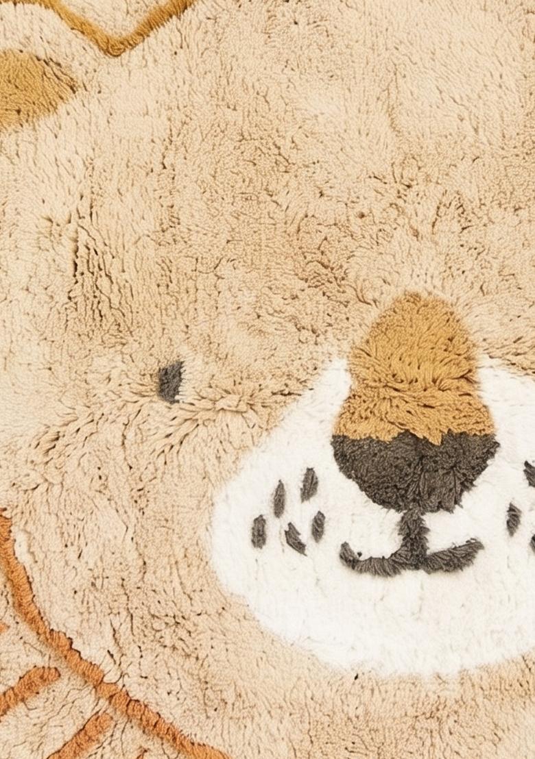 Saffron Rugs Hand Tufted Cotton Bath Mat | Beige 2 Round | Anti Slip Backing | Casual Kids Mats Bathroom Rug - Indya