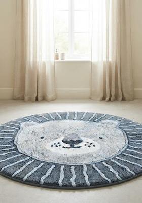 Saffron Rugs Hand Tufted Cotton Bath Mat | Blue Grey Round | Anti Slip Backing | Casual Kids Mats Bathroom Rug