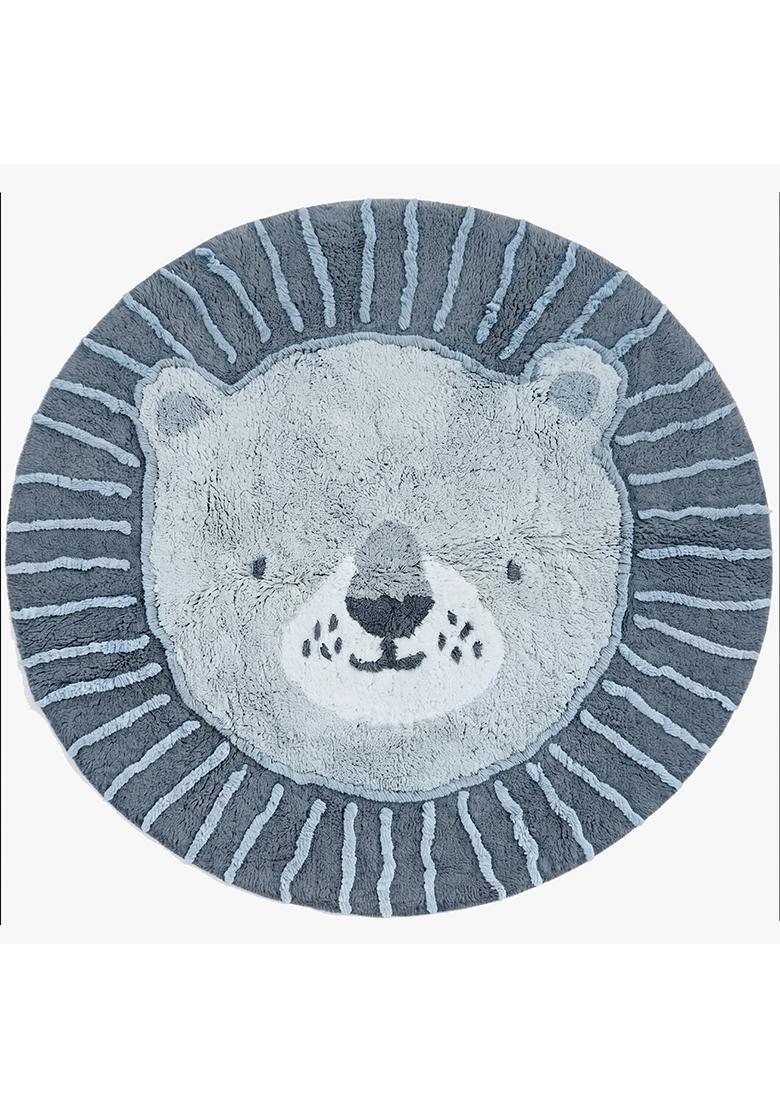Saffron Rugs Hand Tufted Cotton Bath Mat | Blue Grey Round | Anti Slip Backing | Casual Kids Mats Bathroom Rug - Indya