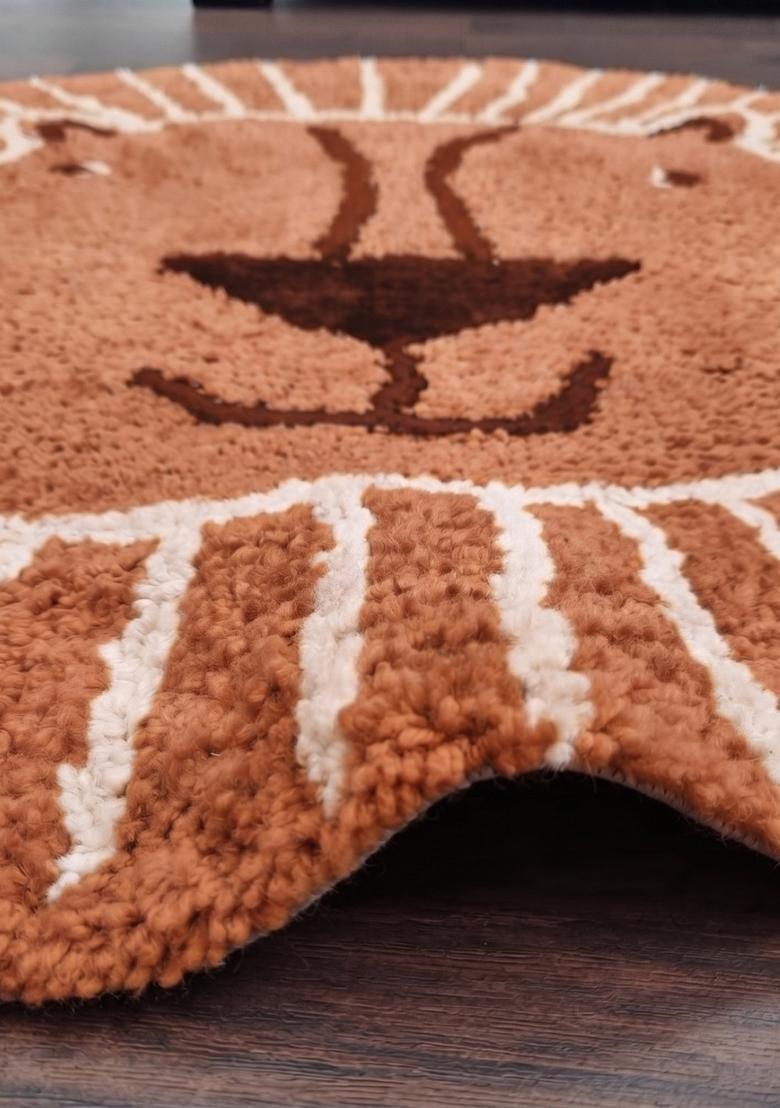 Saffron Rugs Hand Tufted Cotton Bath Mat | Terracotta Orange Round | Anti Slip Backing | Casual Kids Mats Bathroom Rug - Indya