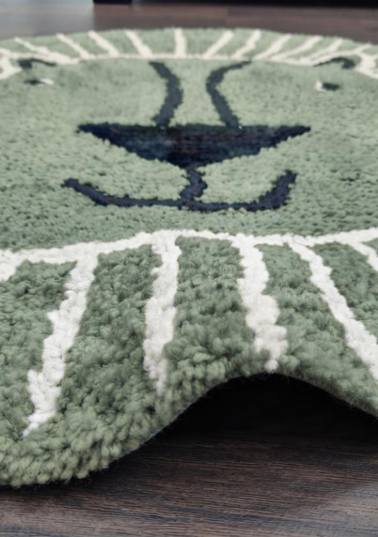 Saffron Rugs Hand Tufted Cotton Bath Mat | Sage Green Round | Anti Slip Backing | Casual Kids Mats Bathroom Rug - Indya