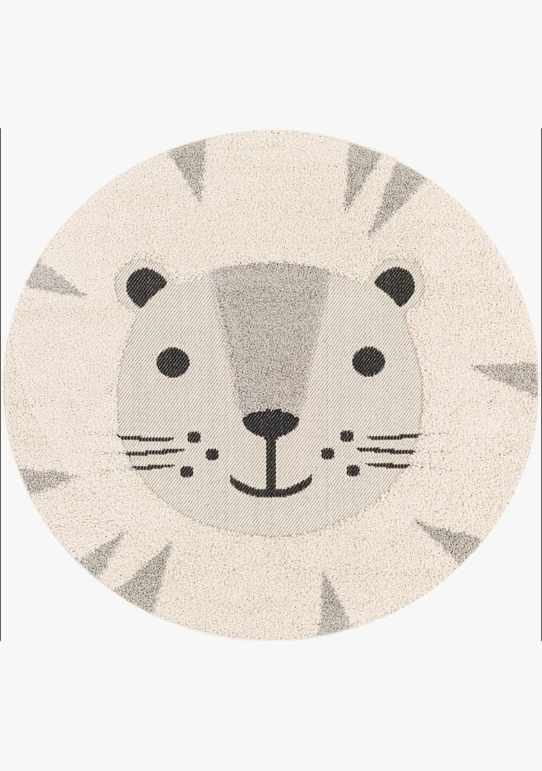 Saffron Rugs Hand Tufted Cotton Bath Mat | Cream Round | Anti Slip Backing | Contemporary Kids Mats Bathroom Rug - Indya