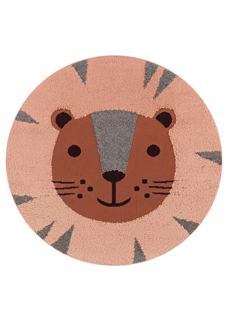 Saffron Rugs Hand Tufted Cotton Bath Mat | Coral Pink Round | Anti Slip Backing | Contemporary Kids Mats Bathroom Rug - Indya