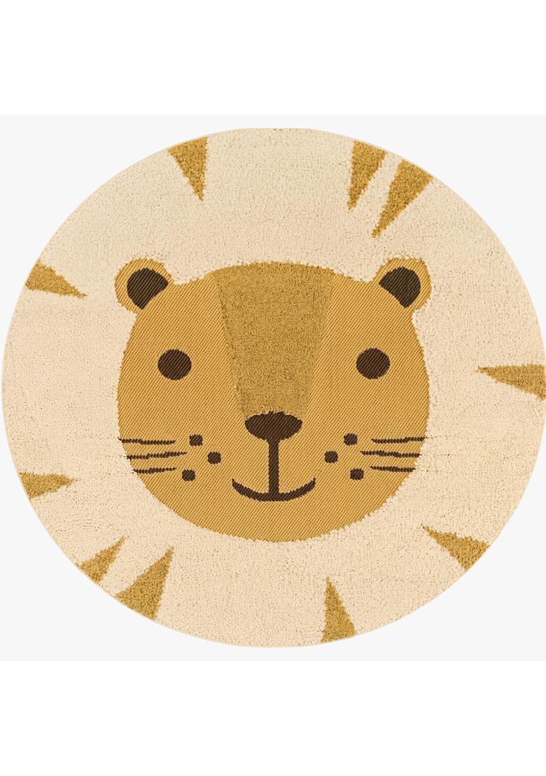 Saffron Rugs Hand Tufted Cotton Bath Mat | Cream Gold Round | Anti Slip Backing | Contemporary Kids Mats Bathroom Rug - Indya