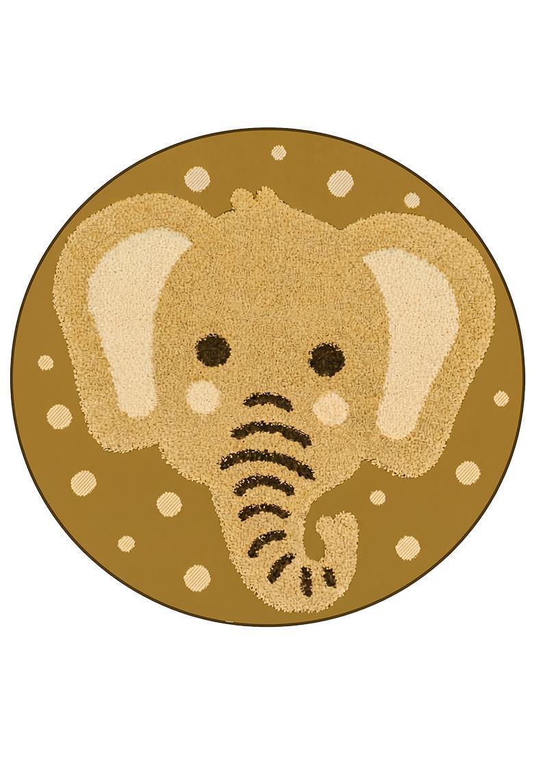 Saffron Rugs Hand Tufted Cotton Bath Mat | Golden Brown Round | Anti Slip Backing | Casual Kids Mats Bathroom Rug - Indya