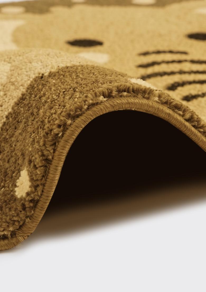 Saffron Rugs Hand Tufted Cotton Bath Mat | Golden Brown Round | Anti Slip Backing | Casual Kids Mats Bathroom Rug - Indya