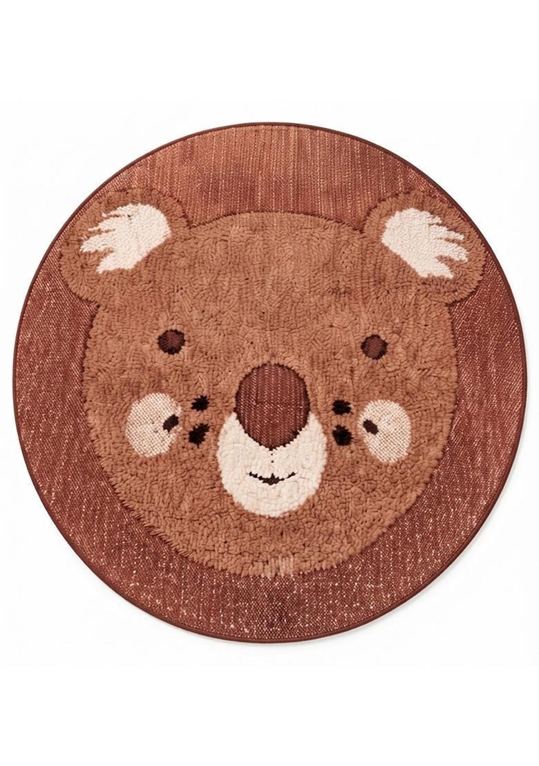Saffron Rugs Hand Tufted Cotton Bath Mat | Brown Round | Anti Slip Backing | Casual Kids Mats Bathroom Rug - Indya