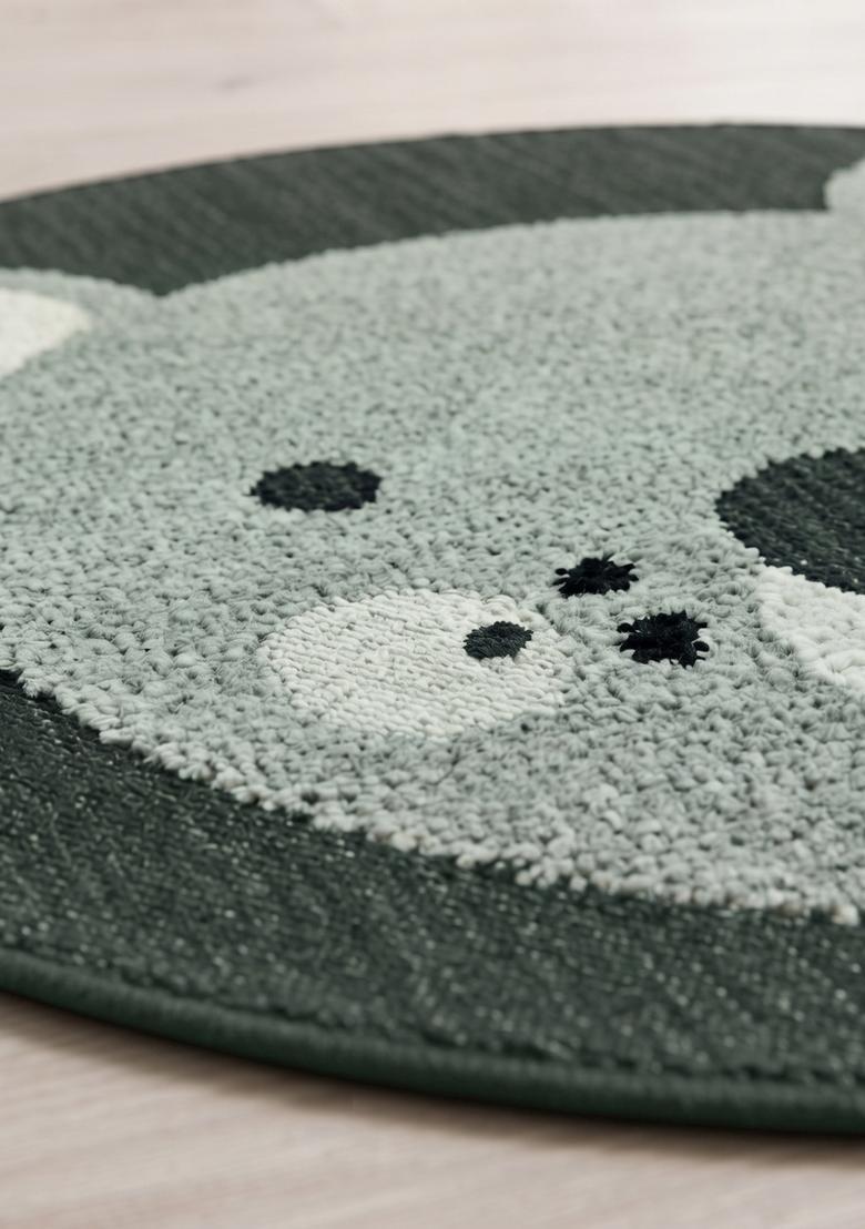 Saffron Rugs Hand Tufted Cotton Bath Mat | Grey 2 Round | Anti Slip Backing | Casual Kids Mats Bathroom Rug - Indya
