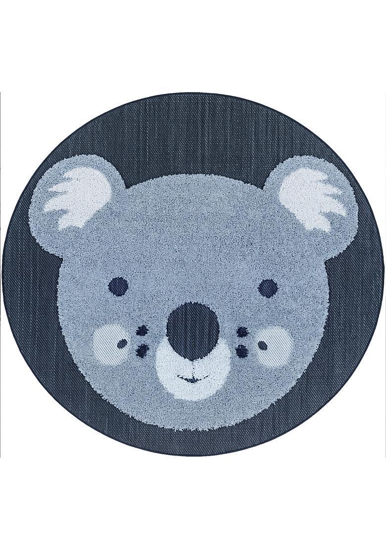 Saffron Rugs Hand Tufted Cotton Bath Mat | Navy Blue Round | Anti Slip Backing | Casual Kids Mats Bathroom Rug - Indya