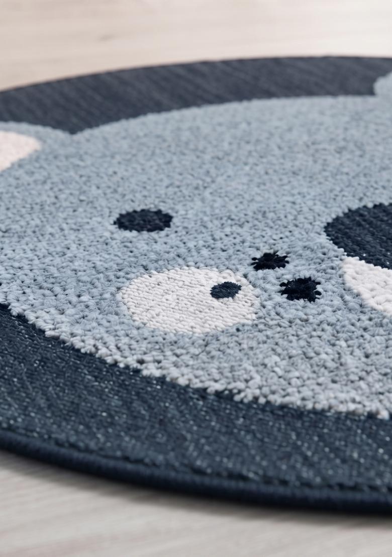 Saffron Rugs Hand Tufted Cotton Bath Mat | Navy Blue Round | Anti Slip Backing | Casual Kids Mats Bathroom Rug - Indya