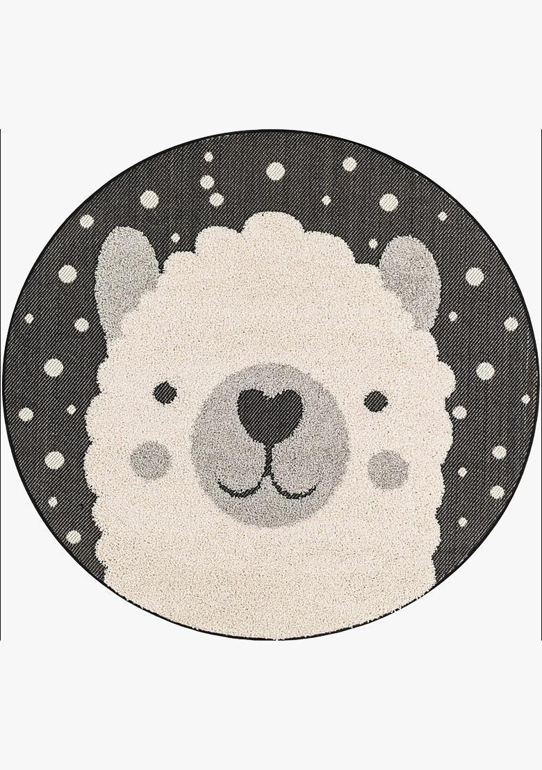 Saffron Rugs Hand Tufted Cotton Bath Mat | Grey and Cream Round | Anti Slip Backing | Casual Kids Mats Bathroom Rug - Indya