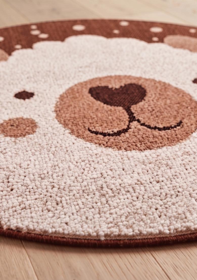 Saffron Rugs Hand Tufted Cotton Bath Mat | Rust Brown Round | Anti Slip Backing | Casual Kids Mats Bathroom Rug - Indya