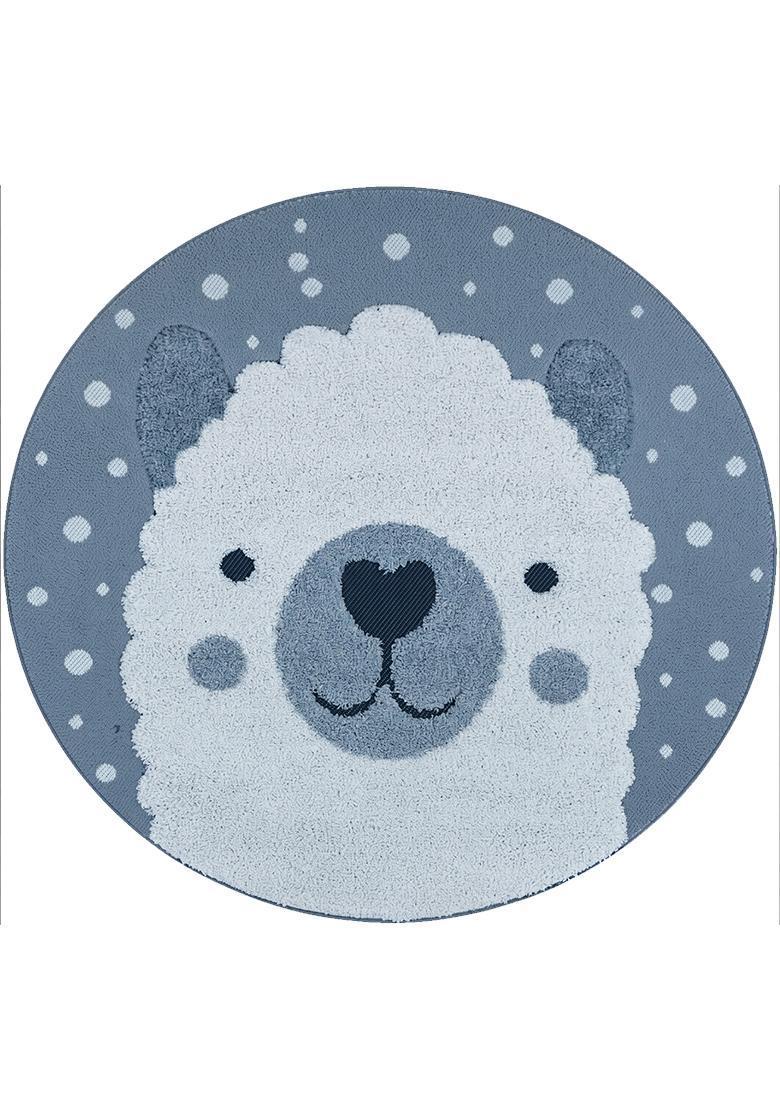 Saffron Rugs Hand Tufted Cotton Bath Mat | Dusty Blue Round | Anti Slip Backing | Casual Kids Mats Bathroom Rug - Indya