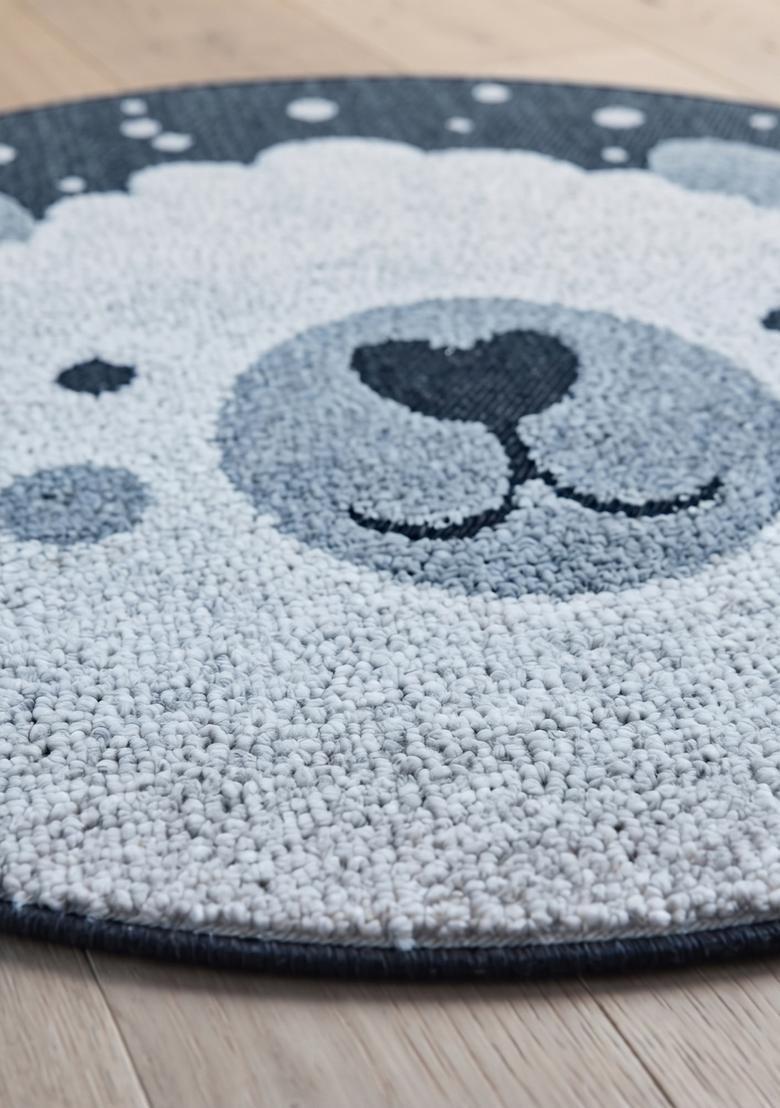 Saffron Rugs Hand Tufted Cotton Bath Mat | Dusty Blue Round | Anti Slip Backing | Casual Kids Mats Bathroom Rug - Indya