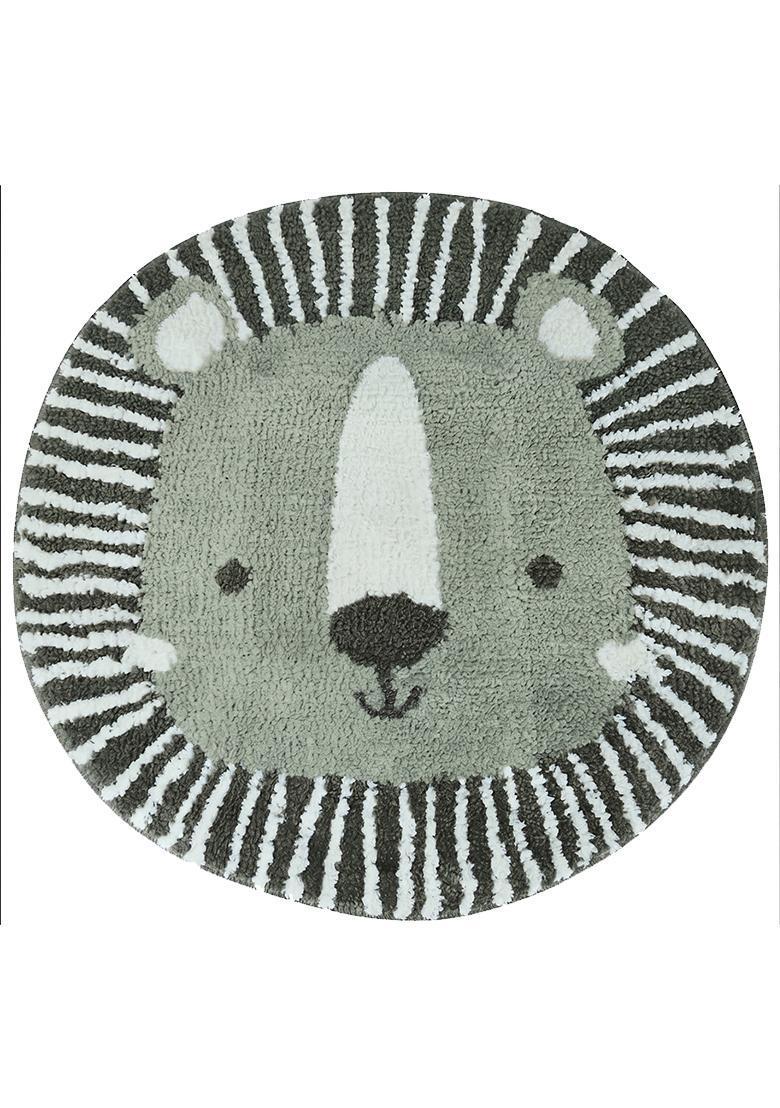 Saffron Rugs Hand Tufted Cotton Bath Mat | Grey Green Round | Anti Slip Backing | Casual Kids Mats Bathroom Rug - Indya
