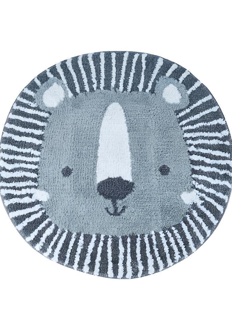 Saffron Rugs Hand Tufted Cotton Bath Mat | Blue Grey Round | Anti Slip Backing | Casual Kids Mats Bathroom Rug - Indya