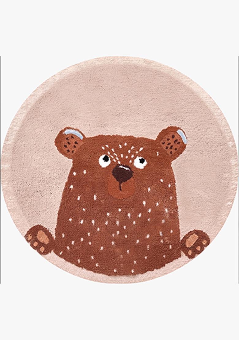 Saffron Rugs Hand Tufted Cotton Bath Mat | Light Pink Round | Anti Slip Backing | Casual Kids Mats Bathroom Rug - Indya