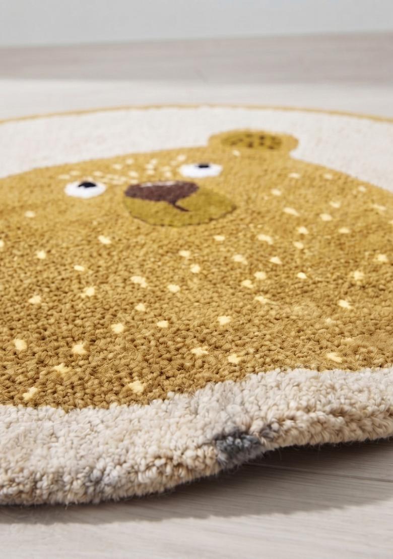 Saffron Rugs Hand Tufted Cotton Bath Mat | Golden Beige Round | Anti Slip Backing | Casual Kids Mats Bathroom Rug - Indya