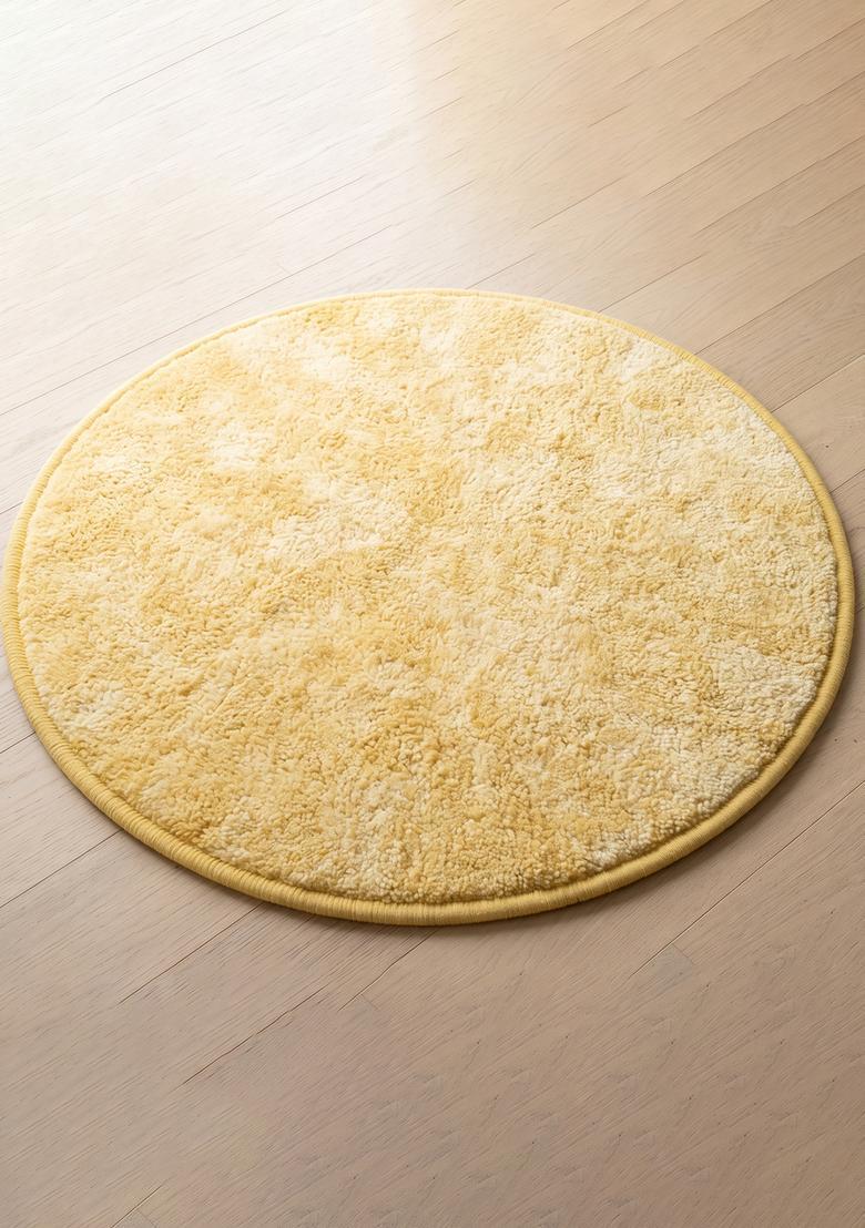 Saffron Rugs Hand Tufted Wool Area Rug | Golden Yellow Round Rug | Cotton Backing | Casual Solid Carpet for Living Room - Indya
