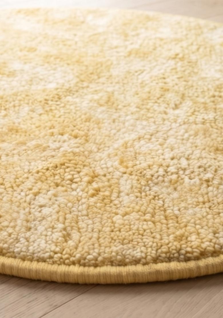 Saffron Rugs Hand Tufted Wool Area Rug | Golden Yellow Round Rug | Cotton Backing | Casual Solid Carpet for Living Room - Indya