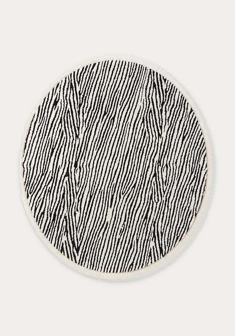 100% Wool Handmade Black Rug | Contemporary Animal Print Round Carpet With Cotton Backing For Living Room