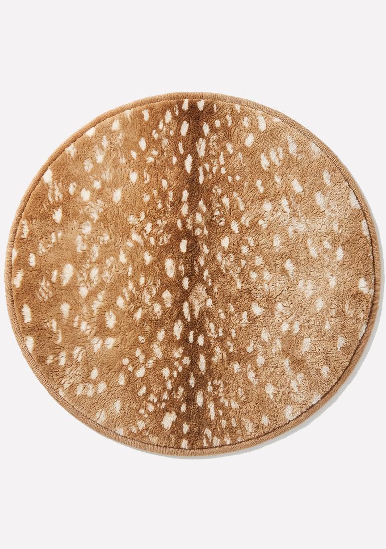 Saffron Rugs Hand Tufted Wool Area Rug | Brown Round Rug | Cotton Backing | Western Animal Print Carpet for Living Room - Indya