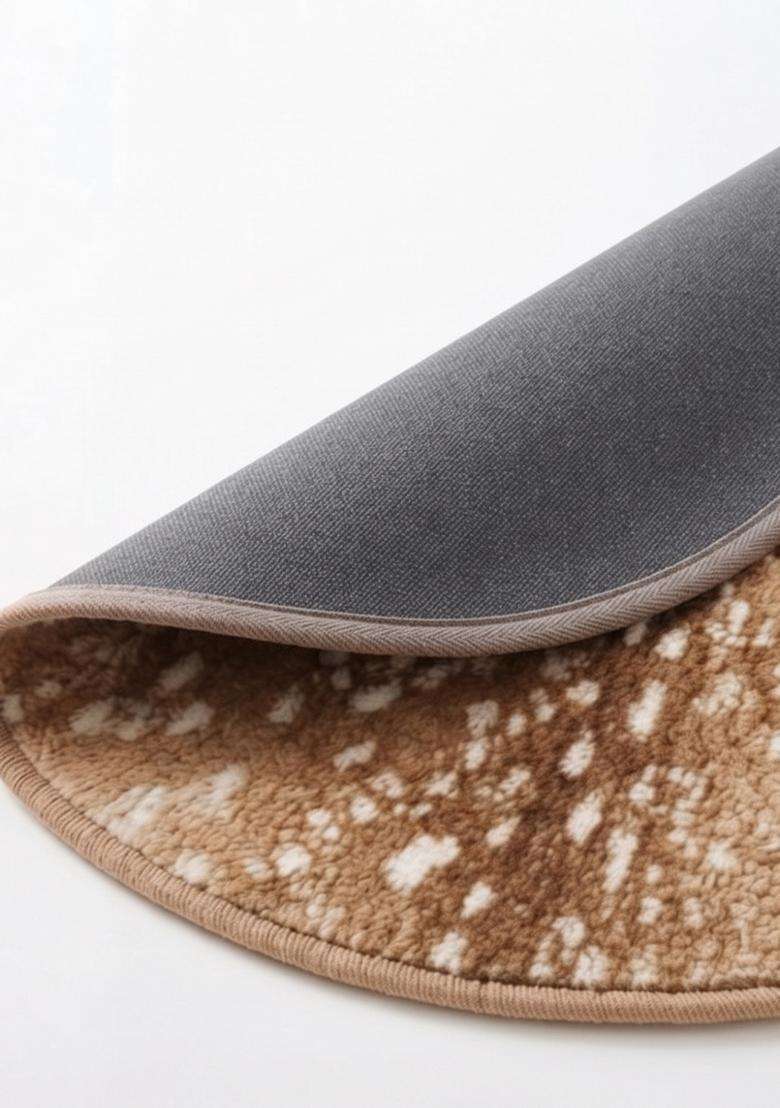 Saffron Rugs Brown Western Animal Print Hand Tufted Wool Round Rug - Indya