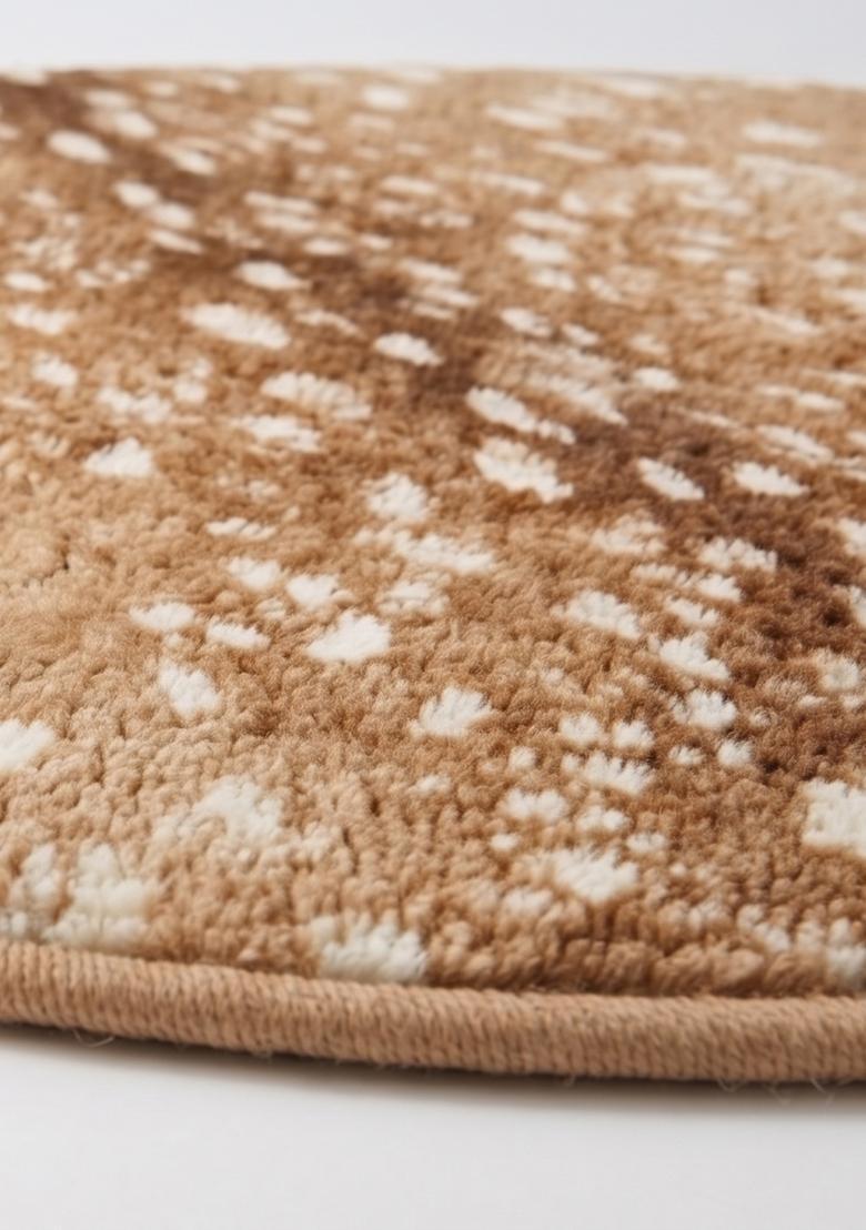 Saffron Rugs Hand Tufted Wool Area Rug | Brown Round Rug | Cotton Backing | Western Animal Print Carpet for Living Room - Indya