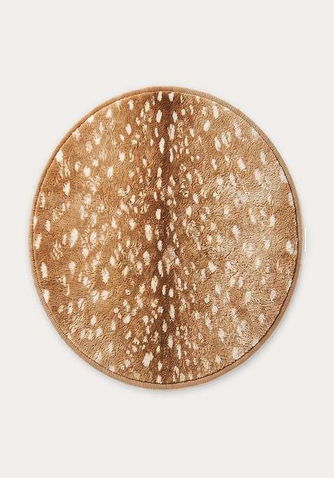 100% Wool Handmade Brown Rug | Animal Print Round Carpet With Cotton Backing For Living Room