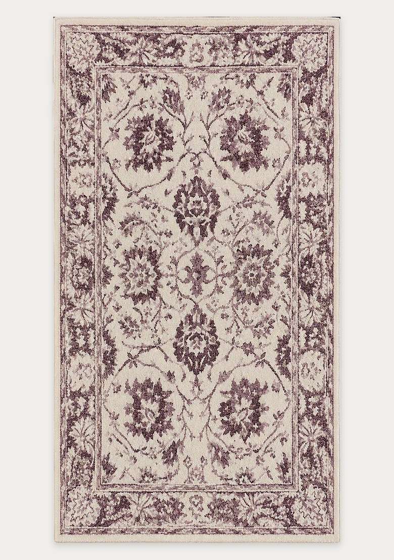 Saffron Rugs Hand-Tufted 100% Wool Area Rug | Cream Purple Floral Rectangular Rug | Cotton Backing | Transitional Floral Carpet for Living Room - Indya