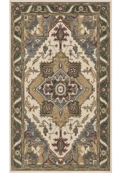 100% Wool Handmade Ivory Beige Rug | Classic Floral Carpet With Cotton Backing For Living Room