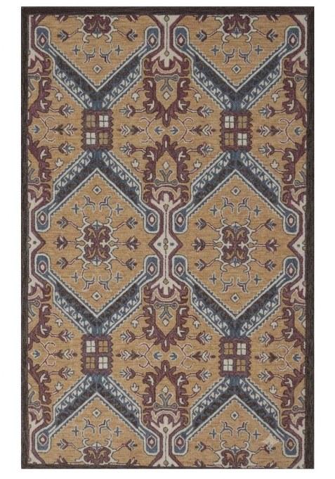 Saffron Rugs Hand-Tufted 100% Wool Area Rug | Gold Brown Rectangular Rug | Cotton Backing | Oriental Geometric Carpet for Living Room