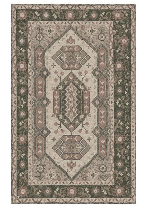 Saffron Rugs Hand-Tufted 100% Wool Area Rug | Cream Green Rectangular Rug | Cotton Backing | Classic Floral Carpet for Living Room