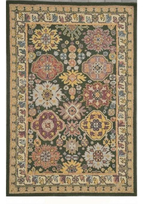 Saffron Rugs Hand-Tufted 100% Wool Area Rug | Dark Green Rectangular Rug | Cotton Backing | Classic Floral Carpet for Living Room