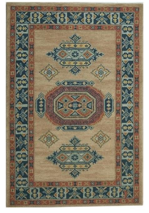 Saffron Rugs Hand-Tufted 100% Wool Area Rug | Beige Rectangular Rug | Cotton Backing | Oriental Geometric Carpet for Living Room