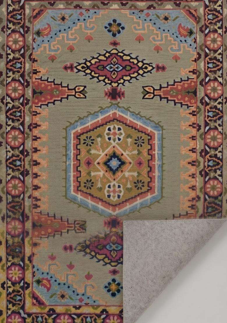 Saffron Rugs Multicolor Oriental Geometric Hand Tufted Wool Rectangular Rug - Indya