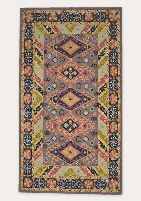 100% Wool Handmade Multicolor Rug | Bohemian Geometric Carpet With Cotton Backing For Living Room