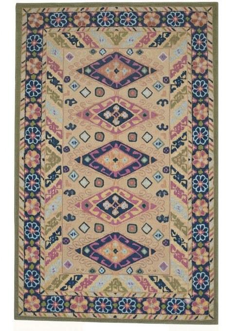 Saffron Rugs Hand-Tufted 100% Wool Area Rug | Beige Rectangular Rug | Cotton Backing | Oriental Geometric Carpet for Living Room
