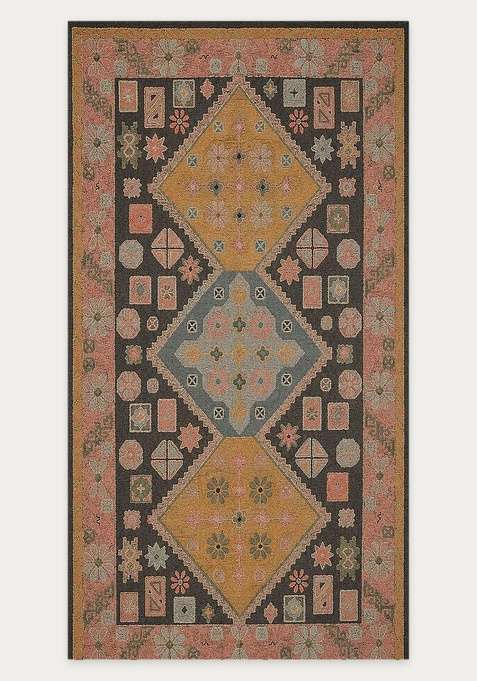 100% Wool Handmade Multicolor Rug | Bohemian Geometric Carpet With Cotton Backing For Living Room
