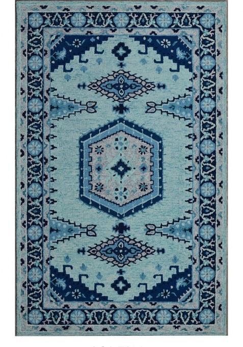 Saffron Rugs Hand-Tufted 100% Wool Area Rug | Light Blue Rectangular Rug | Cotton Backing | Oriental Geometric Carpet for Living Room