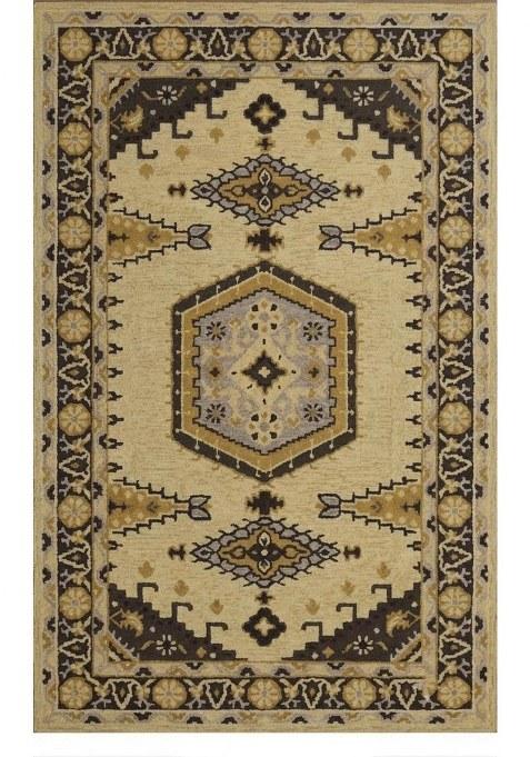Saffron Rugs Hand-Tufted 100% Wool Area Rug | Cream Beige Rectangular Rug | Cotton Backing | Oriental Geometric Carpet for Living Room