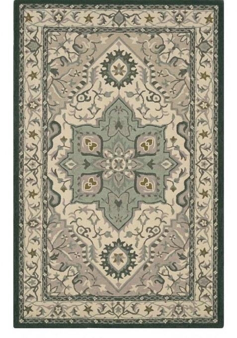 Saffron Rugs Hand-Tufted 100% Wool Area Rug | Cream and Sage Rectangular Rug | Cotton Backing | Classic Floral Carpet for Living Room