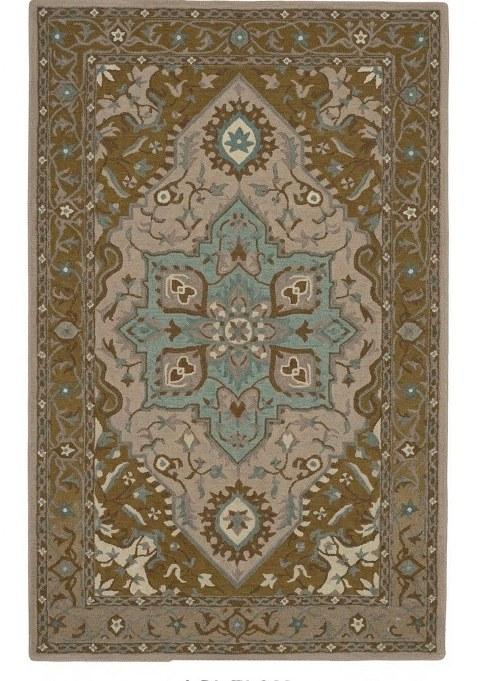 Saffron Rugs Hand-Tufted 100% Wool Area Rug | Beige Blue Brown Rectangular Rug | Cotton Backing | Oriental Geometric Carpet for Living Room